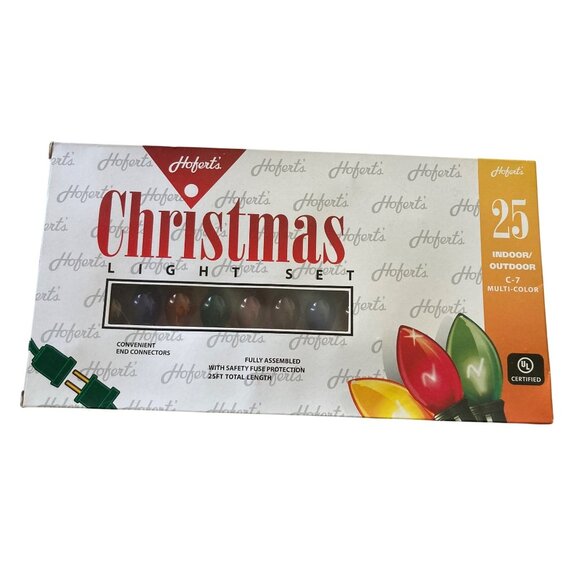 Hoferts Christmas Light Set 25Ft C7 Colored Holiday String - Picture 1 of 7